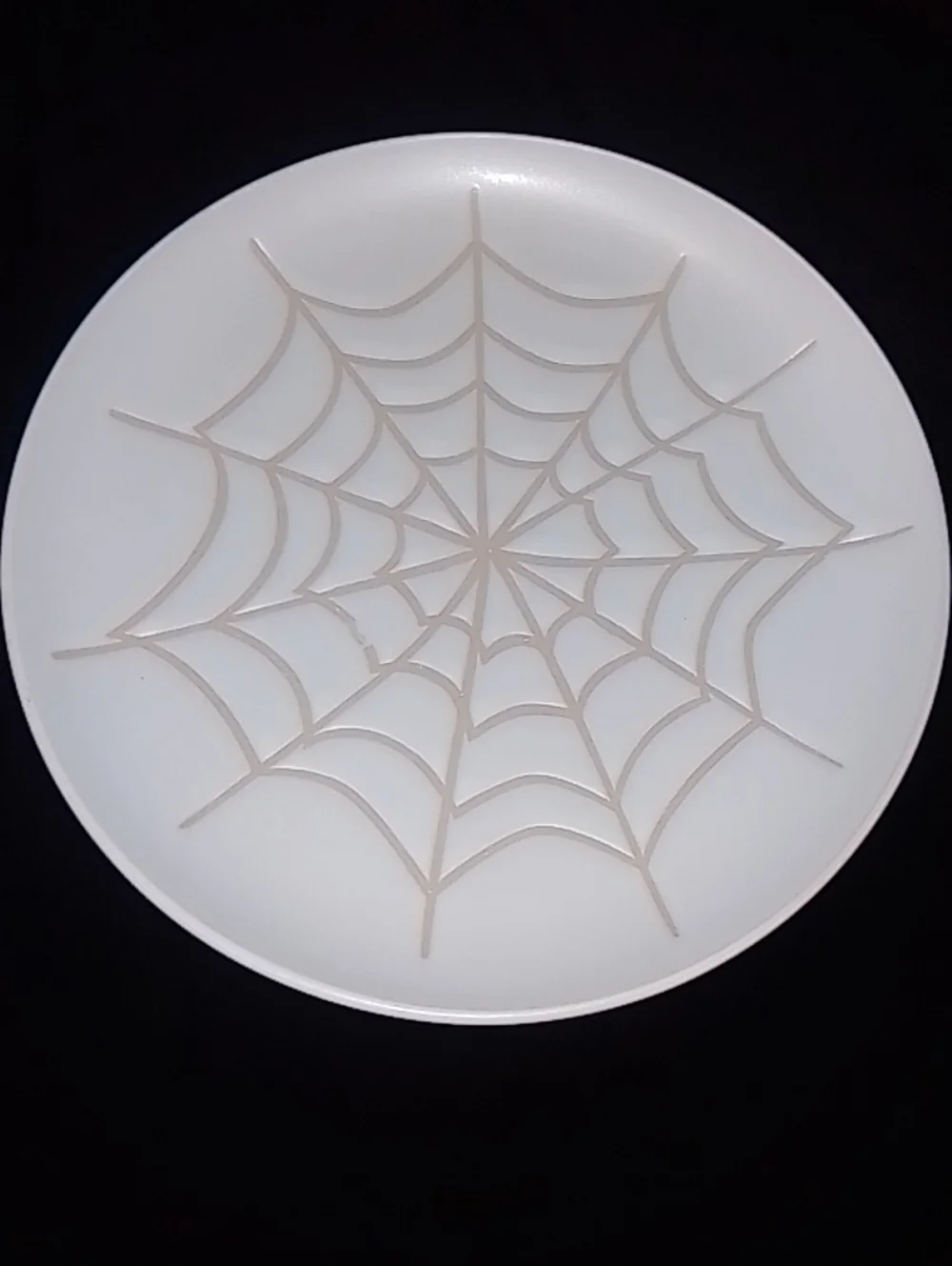 White Decorative Plate with Spider Web Accent - 2 Pack